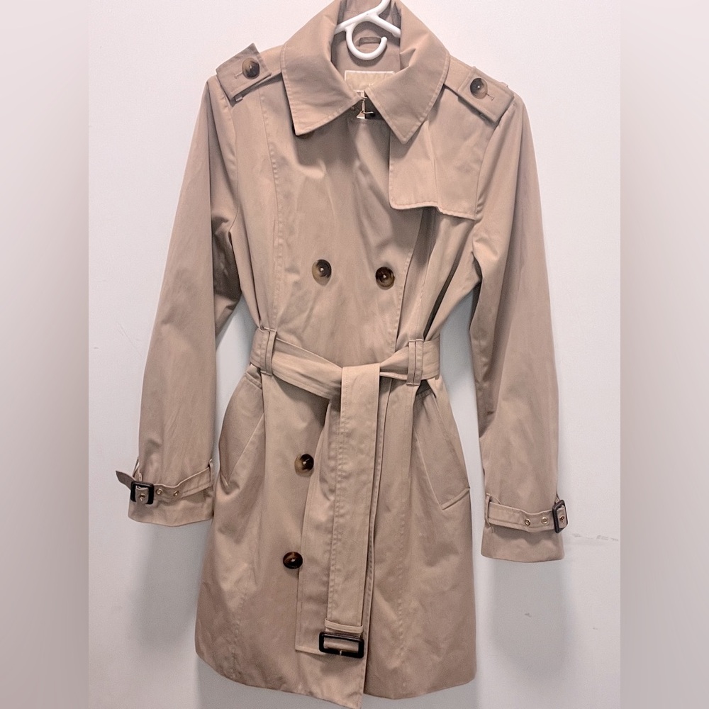 EUC MICHAEL Michael Kors Double Breasted Trench Coat warm insert Waterproof SzM